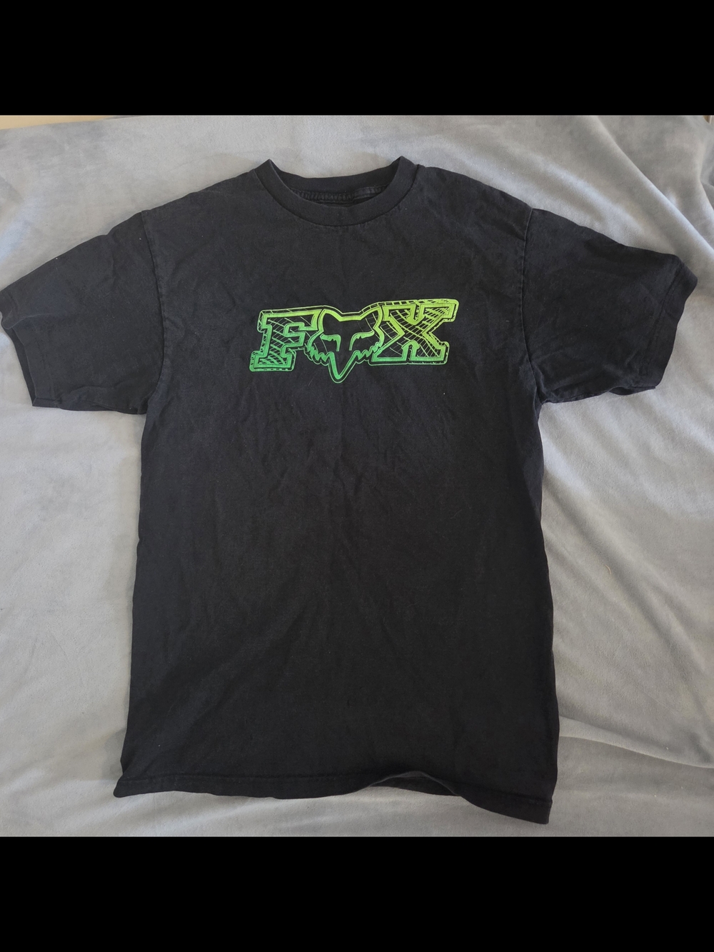 Fox Black T-Shirt with Neon Green Logo